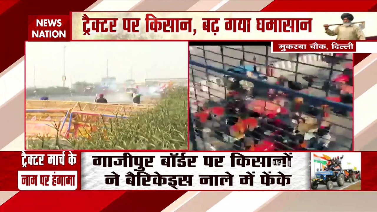 Police uses tear gas at Mukarba Chowk to disperse farmers