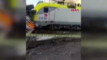 Yük treninin TIR'a çarptığı kaza kamerada