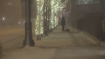 Wintry conditions in Chicago overnight