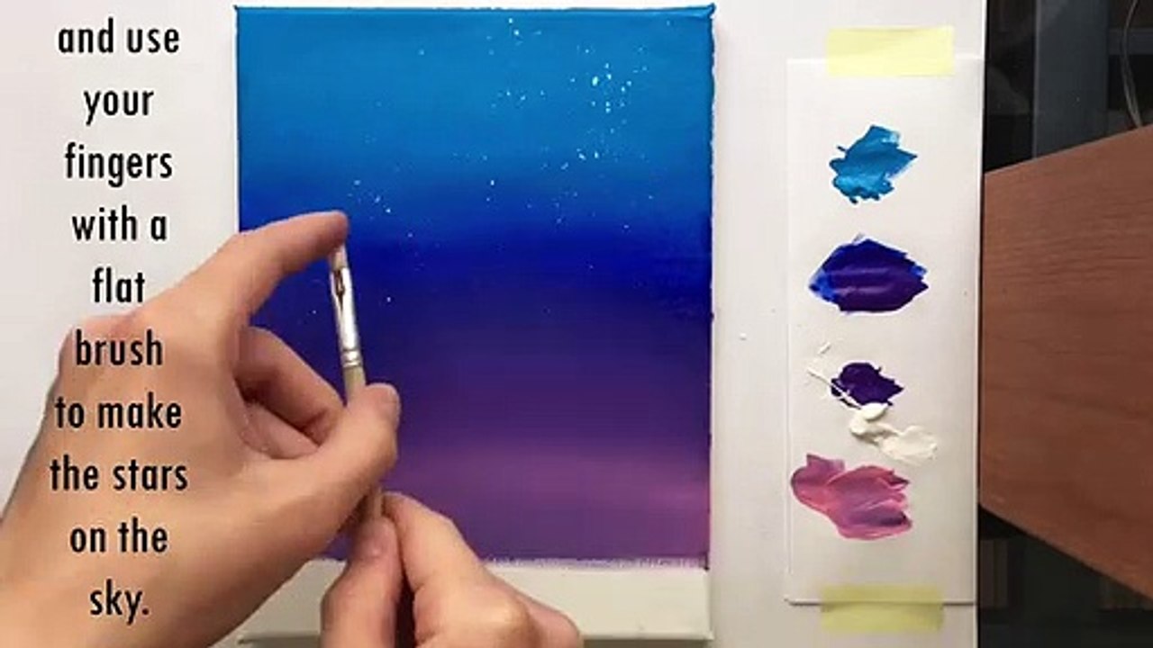 Night Sky Acrylic Painting Tutorial for Beginners Step by Step ( ENG SUB ), image size:1280x720