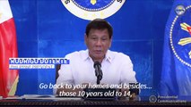 Philippines' Duterte tells children to stay home and watch TV