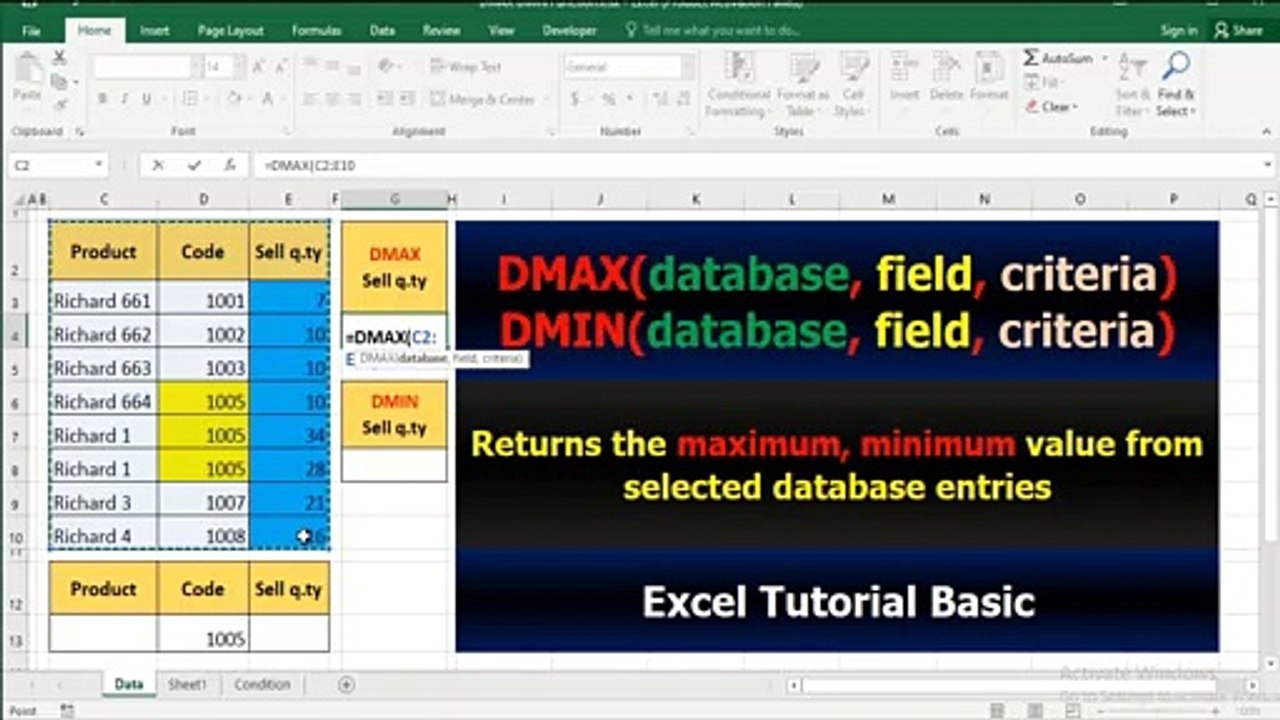 28. DMAX DMIN Function - Truy Xuất Giá Trị Lớn Nhất Nhỏ Nhất Trong Bảng Có Điều Kiện
