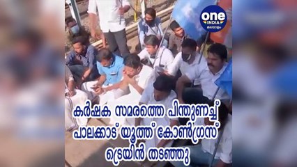 പാലക്കാട്: കര്‍ഷക സമരത്തെ പിന്തുണച്ച് യൂത്ത് കോണ്‍ഗ്രസ് ട്രെയിന്‍ തടഞ്ഞു