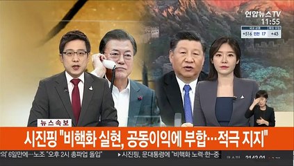 [속보] 시진핑, 문대통령에 "비핵화노력·한중일회의 지지"