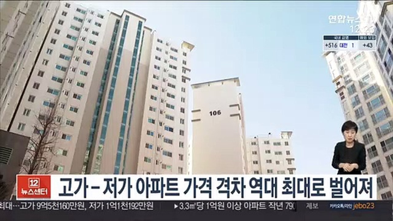 고가-저가 아파트 가격 격차 역대 최대로 벌어져
