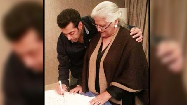 Salman Khan Sign Being Human T-Shirt With Bina Kak For Charity
