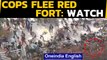 Red Fort: Delhi police escapes charging protesters: Watch | Oneindia News