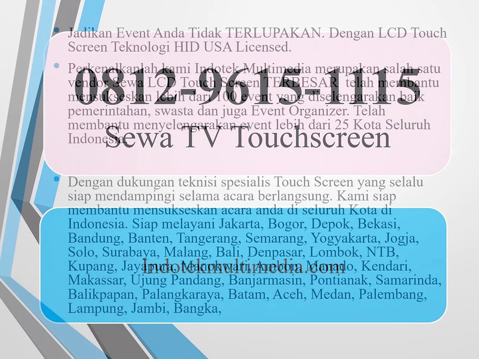 Sewa LCD Touchscreen Terbaik hanya Indotekmultimedia #sewalcdtouchscreen