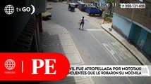 Mujer policía de civil fue atropellada por mototaxi de delincuentes que le robaron | Primera Edición