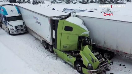 ABD'de 8 TIR birbirine girdi, metrelerce kuyruk oluştu