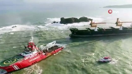 Gemi kıyıya sürüklenmişti! Çalışmalar başlatıldı