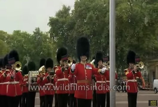 Band of the Scots Guards play the Indian National Anthem at Buckingham Palace