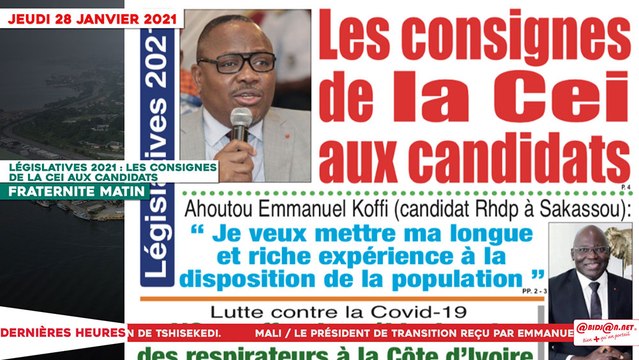 Le Titrologue du 28 Janvier 2021 : Législatives 2021, les consignes de la CEI aux candidats