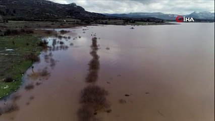 Ayvacıkta suya kapılanların arama çalışmaları havadan görüntülendi