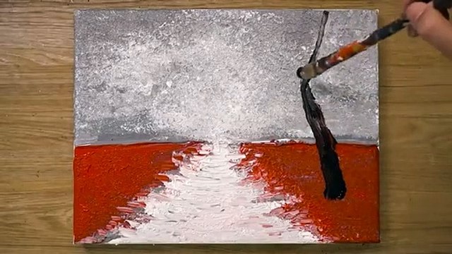 Red Acrylic Painting Technique Walking In The Rain