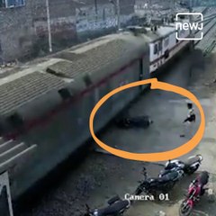 A Motorbike Crushed By A High Speed Train Near Rajahmundry Railway Station