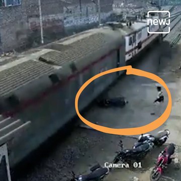 A Motorbike Crushed By A High Speed Train Near Rajahmundry Railway Station