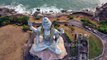 Murudeshwara Temple, Karnataka _ World's second tallest Shiva statue, Arabian shore in aerial view