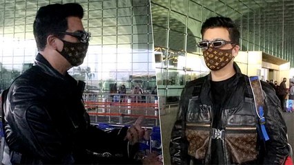 Karan Johar Nails Black Jacket and Funky Sunglasses Look As He Gets Papped Papped Outside Airport