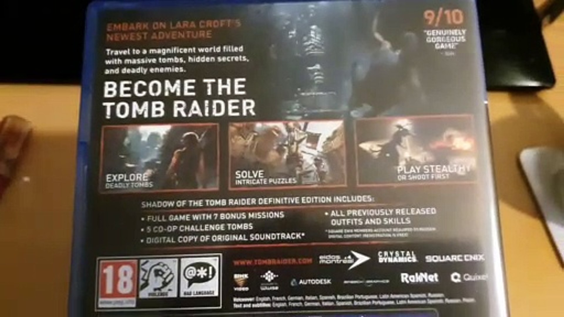 November 2020 Unboxing Shadow of the Tomb Raider Definitive Edition Sony PS4  game disc - video Dailymotion