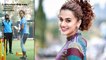 Taapsee Pannu Preps For Her Upcoming Movie Shabaash Mithu; Poses Donning Cricketing Gears