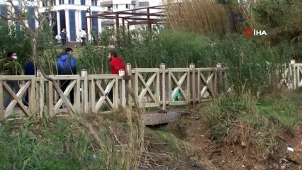 Çamur akan şelalede gençlerin tehlikeli eğlencesi