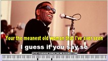 Ray Charles - Hit the Road Jack -  free karaoke song online, lyrics on the screen & chords  & piano