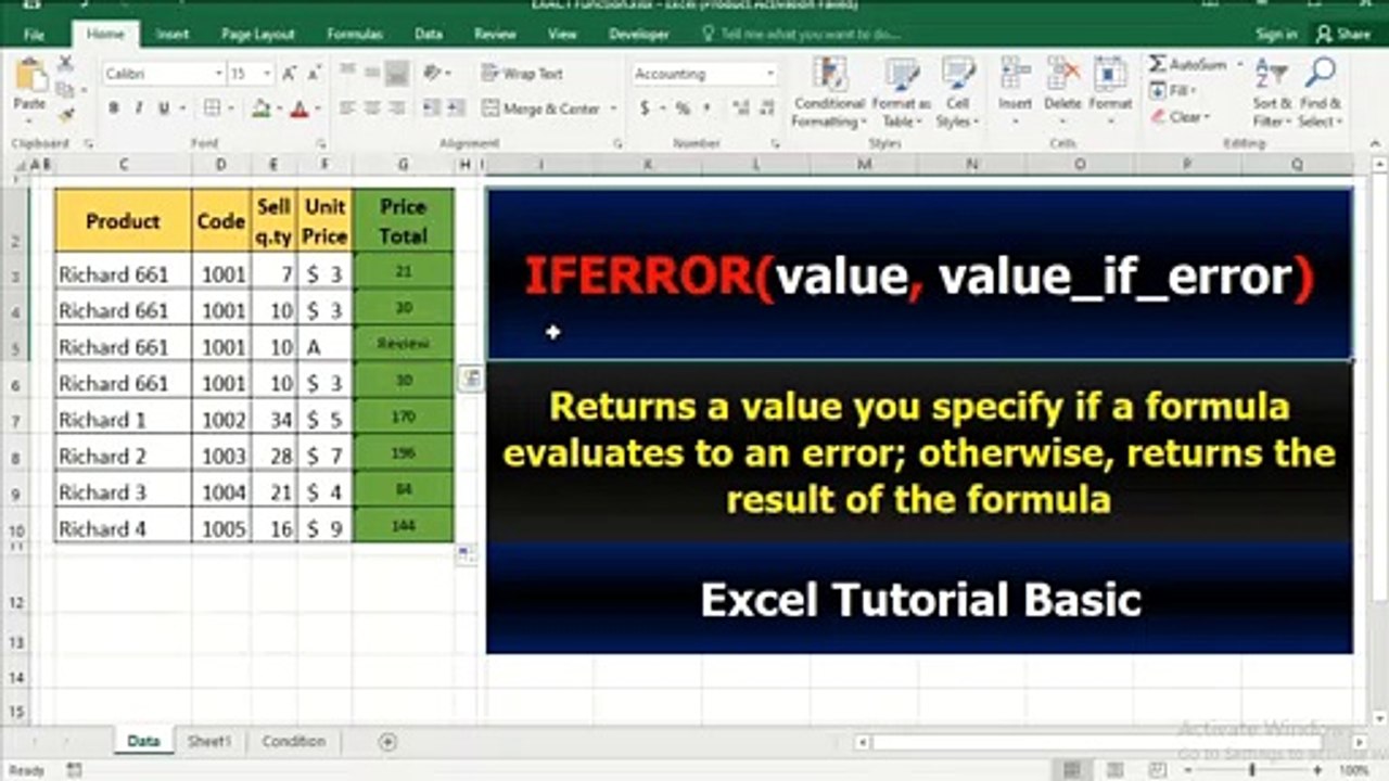 31. IFERROR Function - Trả Về Giá Trị Đúng Của Công Thức Nếu Không Sẽ Hiện Cái Bạn Chon