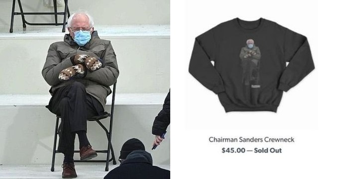 La désormais célèbre photo de Bernie Sanders avec ses moufles a permis de récolter 1,8 million de dollars pour des associations