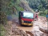 truck is going on difficult road