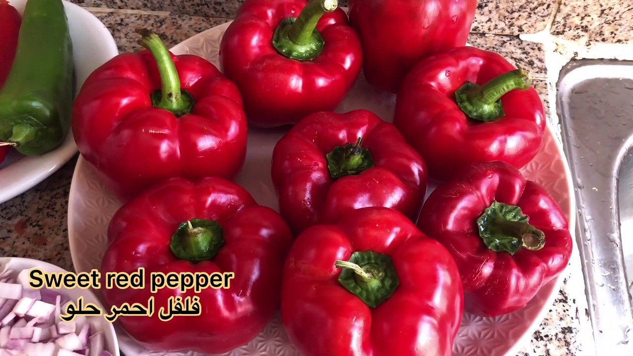 Pepper stuffing with rice and mea recipe Multi language