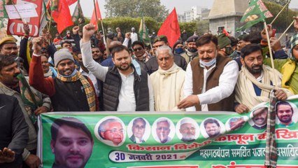 下载视频: Farmers' protest in Patna: Here's what Tejashwi Yadav said