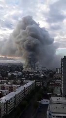 Incendio en el Hospital San Borja Arriarán, Santiago de Chile, desde otro punto