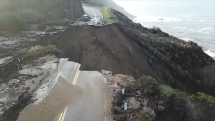 Highway running through Big Sur disappears