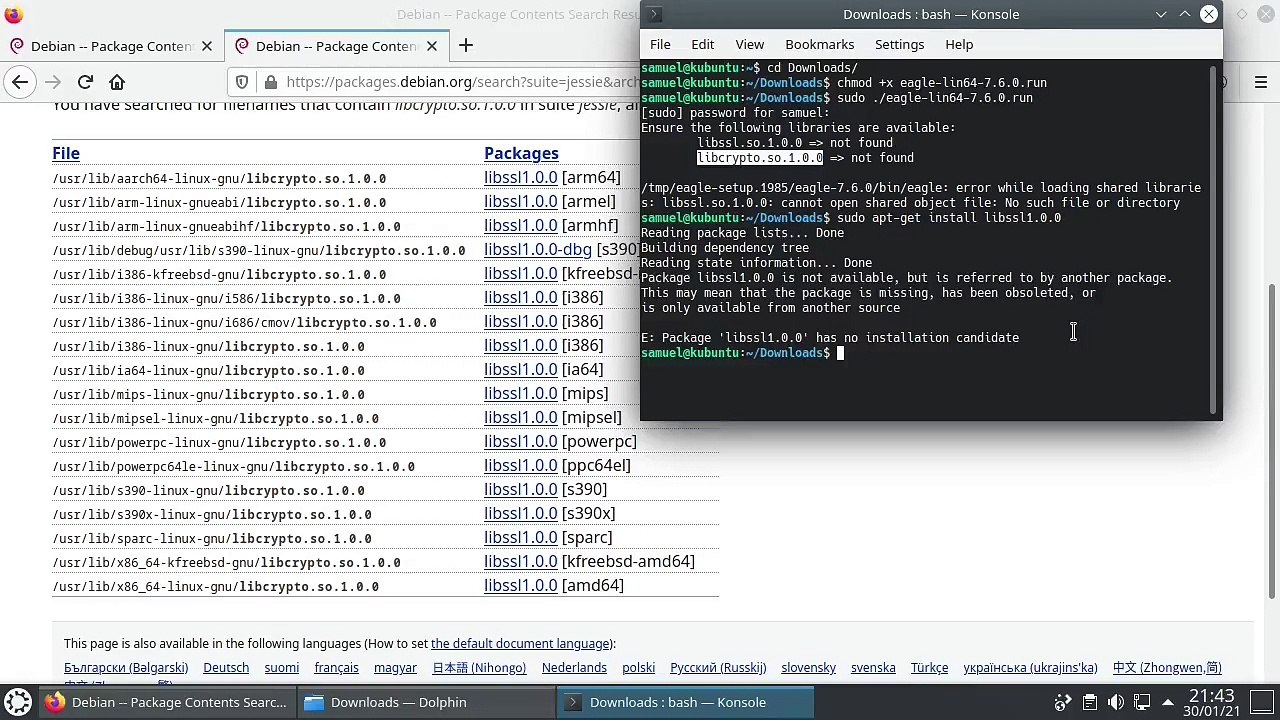 Instalação do Eagle 7.6.0 no Kubuntu 20.04 LTS