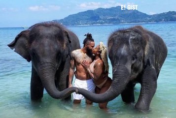 Couple beach kiss and  love with honey moon