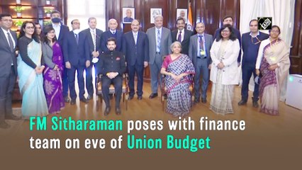 FM Sitharaman poses with finance team on eve of Union Budget