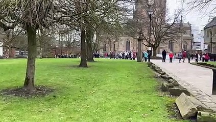 Queue at Blackpool Cathedral vaccination centre