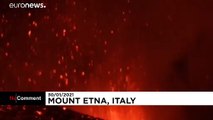 Lava spews from Italian volcano Mount Etna in series of explosions