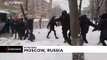 Police chase and detain protesters in central Moscow