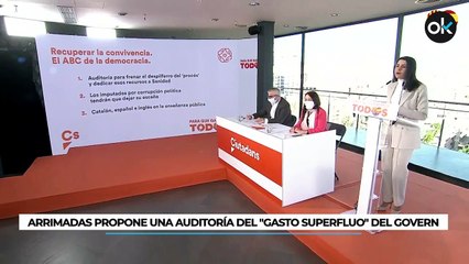 Arrimadas asegura que Cs impulsará una auditoria para controlar el gasto superfluo del Govern