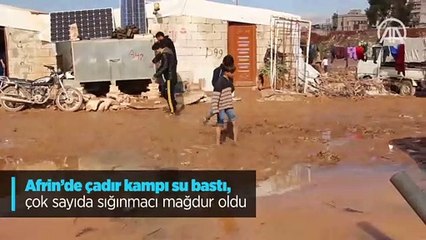 Afrin'de çadır kampı su bastı, çok sayıda sığınmacı mağdur oldu