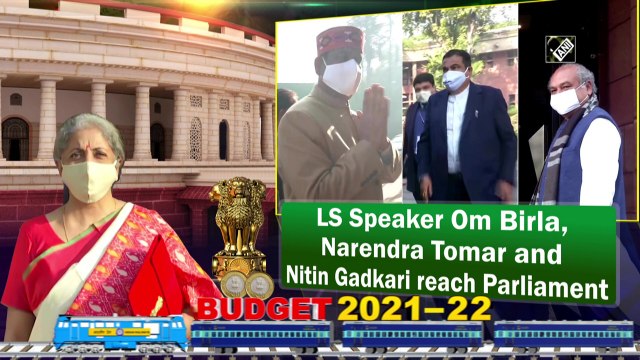 Budget 2021-22: LS Speaker Om Birla, Narendra Tomar and Nitin Gadkari reach Parliament