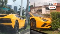 Lamborghini bernilai RM2.5j terbabas di pembahagi jalan di Bangsar