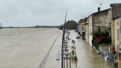 Lundi 1er février 2021, à Langoiran, la crue ne s'arrête pas après le passage de la tempête Justine.