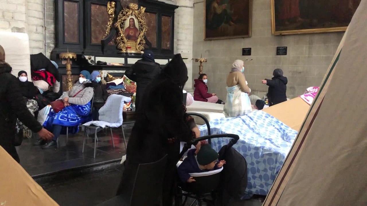 L'église du Béguinage de Bruxelles occupée par des sans-papiers