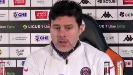 Football - Ligue 1 - Mauricio Pochettino en conférence de presse après la défaite du PSG contre Lorient