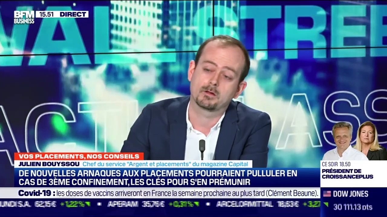 Julien Bouyssou (Capital) : De nouvelles arnaques aux placements pourraient pulluler en cas de 3e confinement, les clés pour s'en prémunir - 01/02