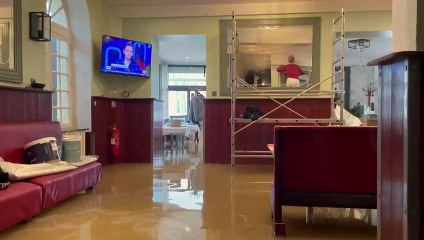 Le restaurant Saint-Martin à Langoiran sous les eaux après la tempête Justine