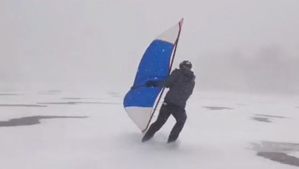 This Is What Ice Sailing During A Blizzard Looks Like